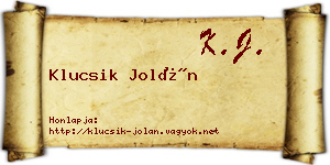 Klucsik Jolán névjegykártya