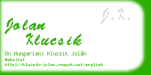jolan klucsik business card